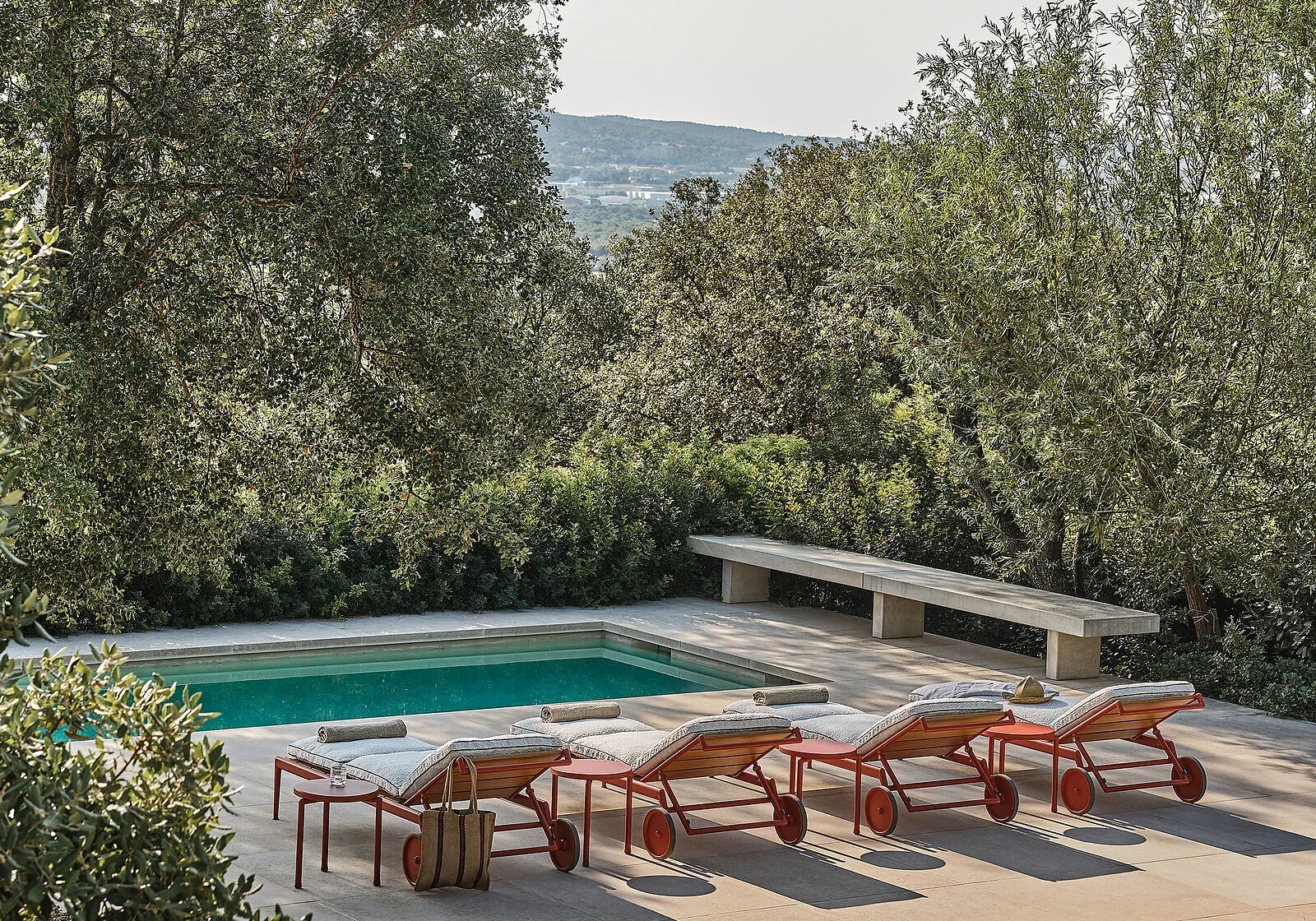Flexform Atlante Light and Atlante Wood outdoor daybed, photographed for the factory catalogue