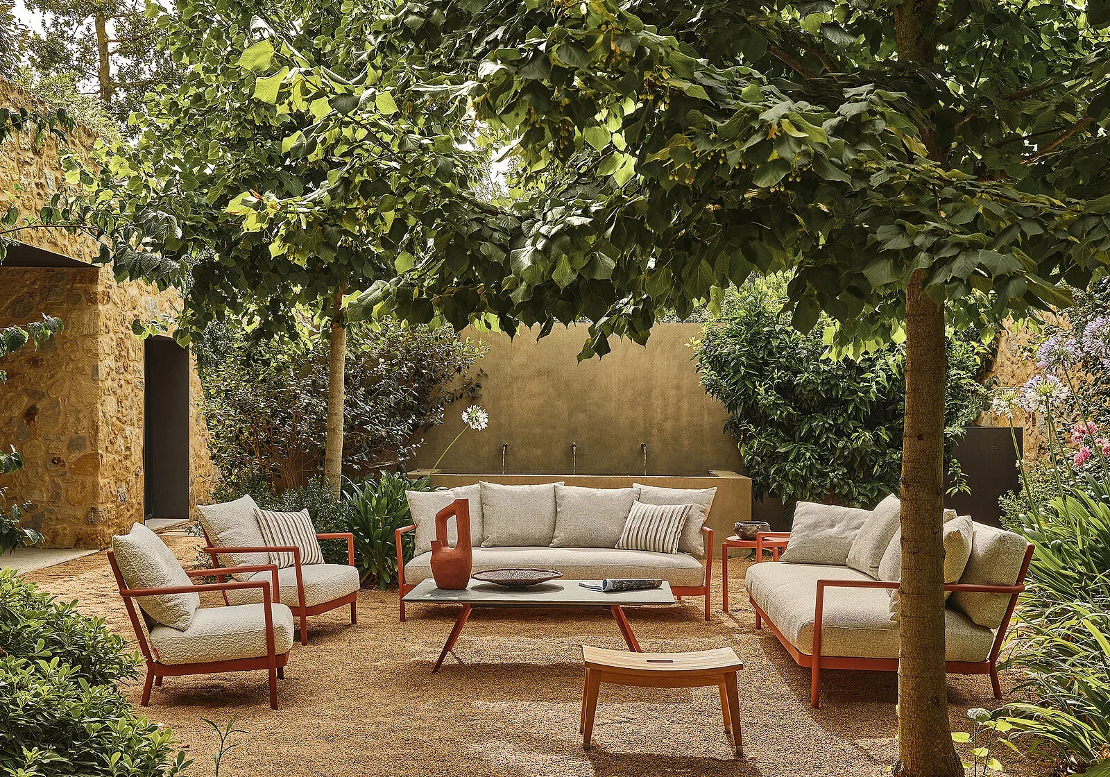 Flexform Camargue outdoor sofa, photographed for the factory catalogue