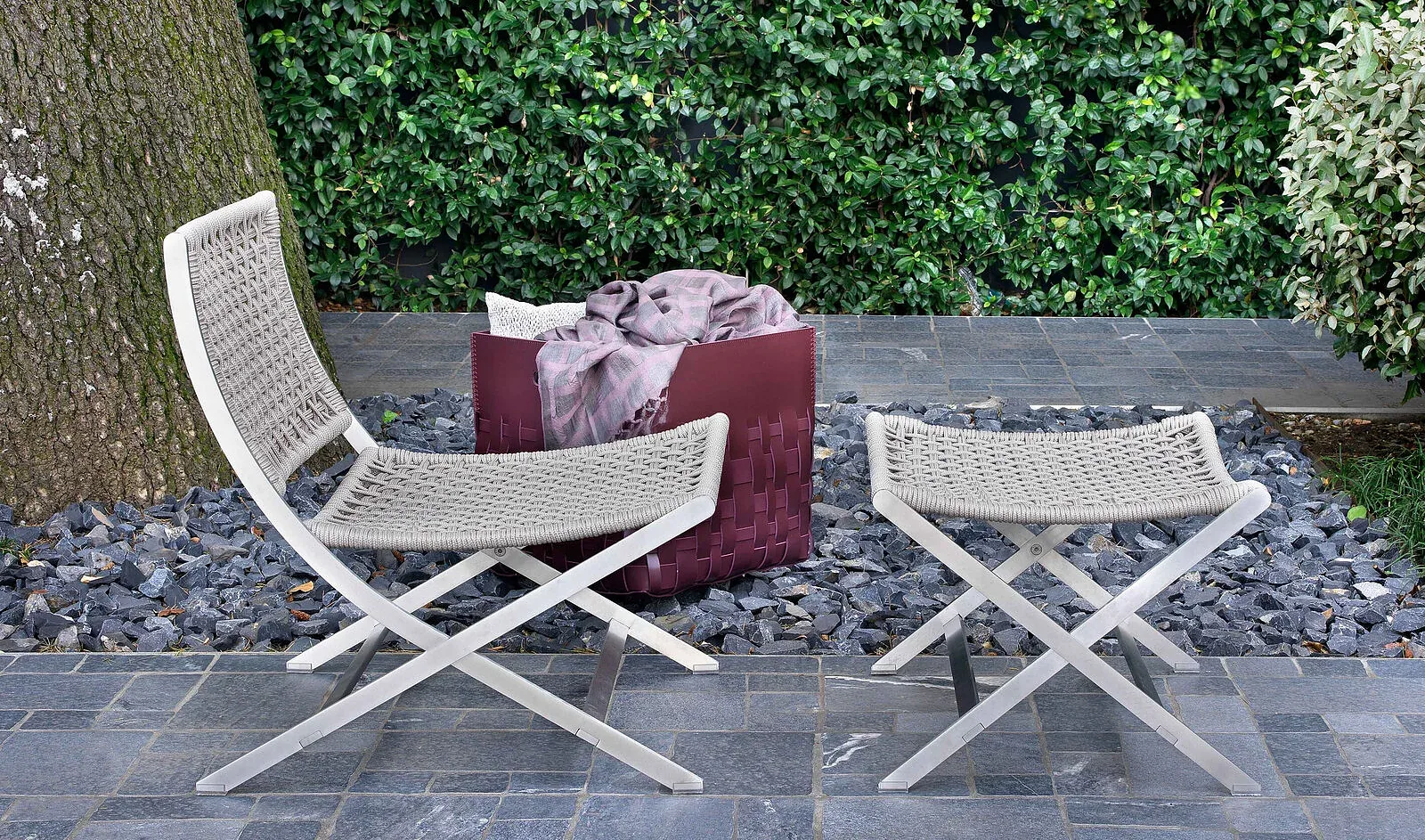 Flexform Cesta outdoor piece, photographed for the factory catalogue