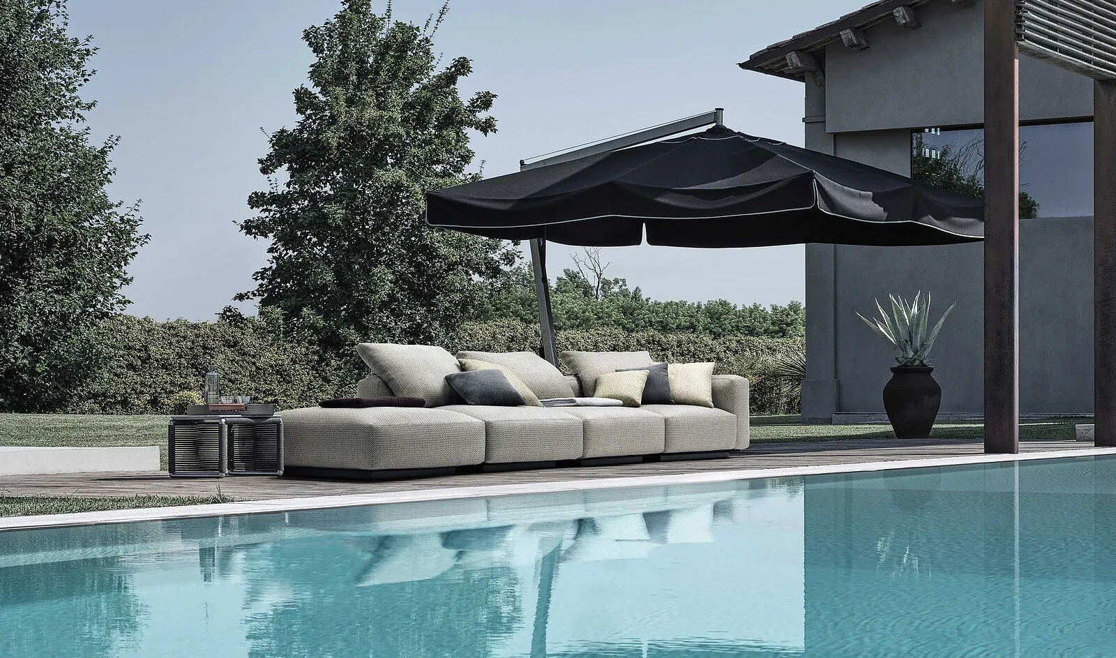 Flexform Grandemare outdoor sofa, photographed for the factory catalogue