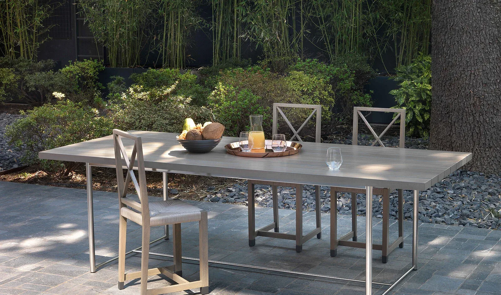 Flexform Levante outdoor table, photographed for the factory catalogue