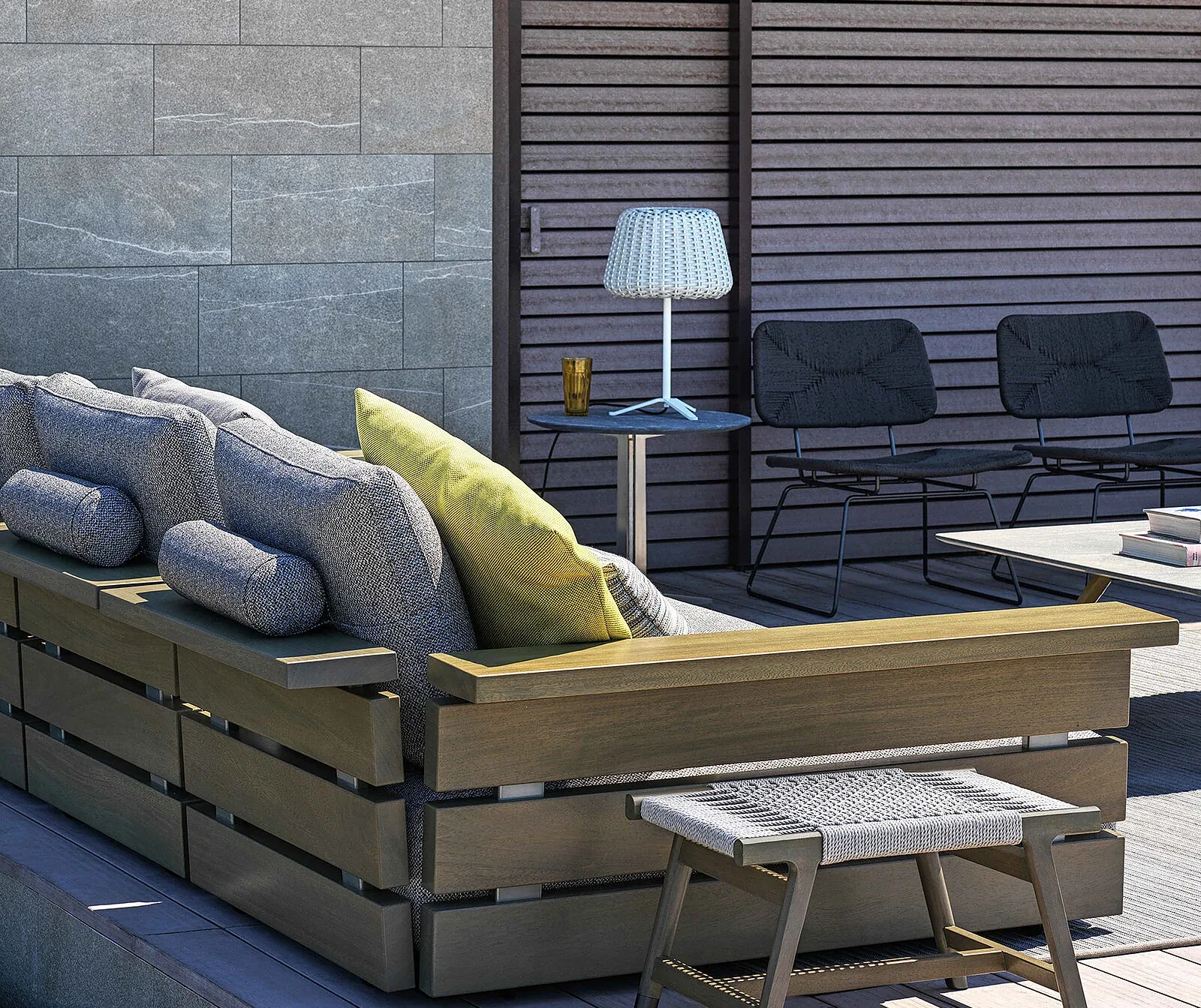 Flexform Ontario outdoor sofa in a garden setting, frame 2