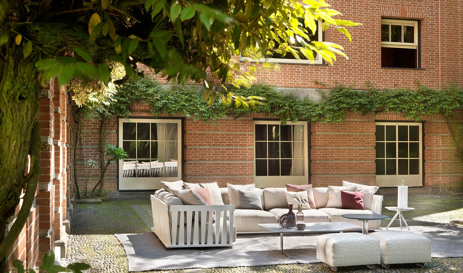 Flexform Zante outdoor sofa, photographed for the factory catalogue